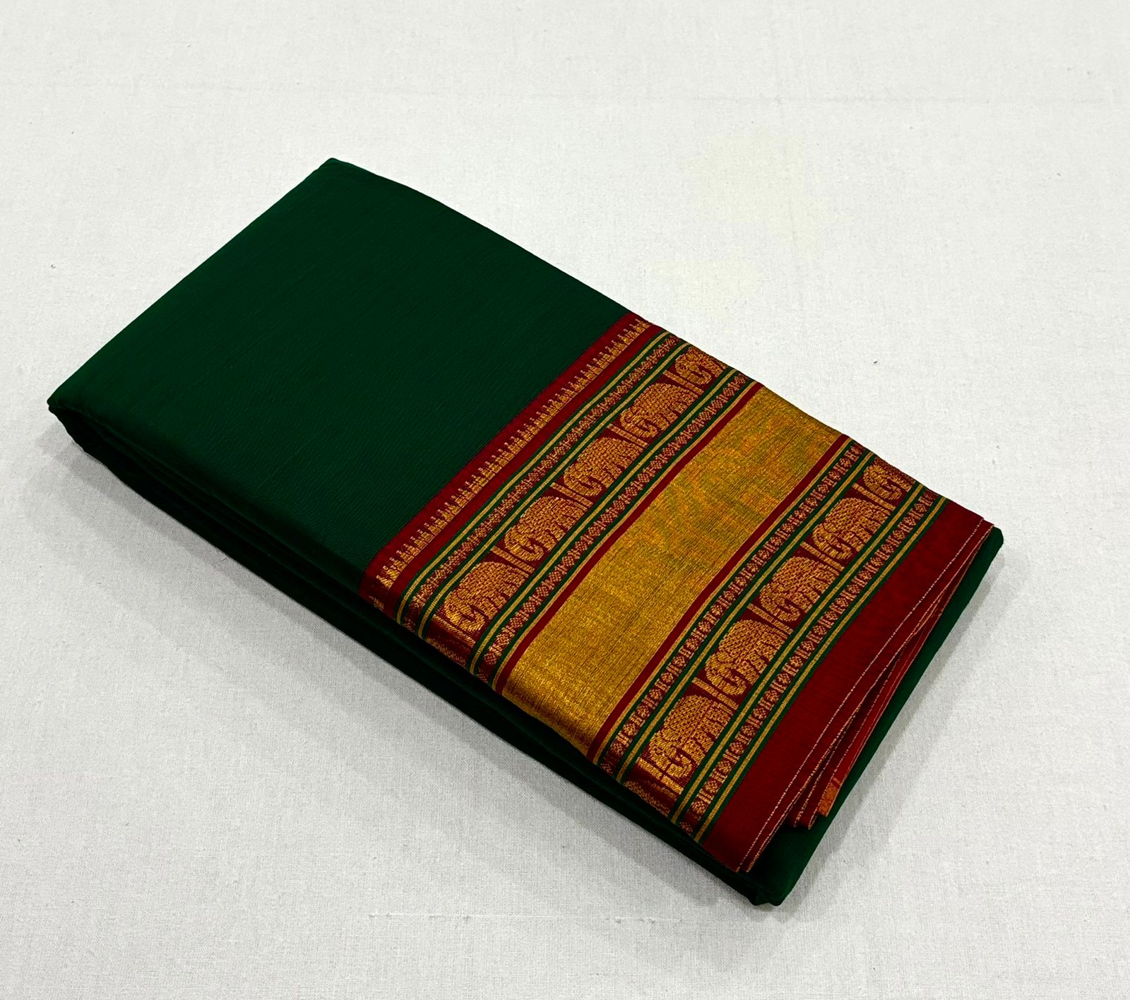 Jari Woven Elephant Border Pure Cotton Saree
